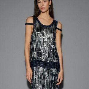 Parker Women's Low Waist Sleeveless Sequin Dress Size Large